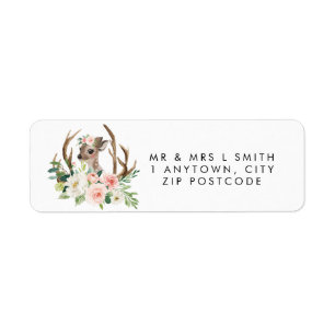rustic cute deer floral return address label