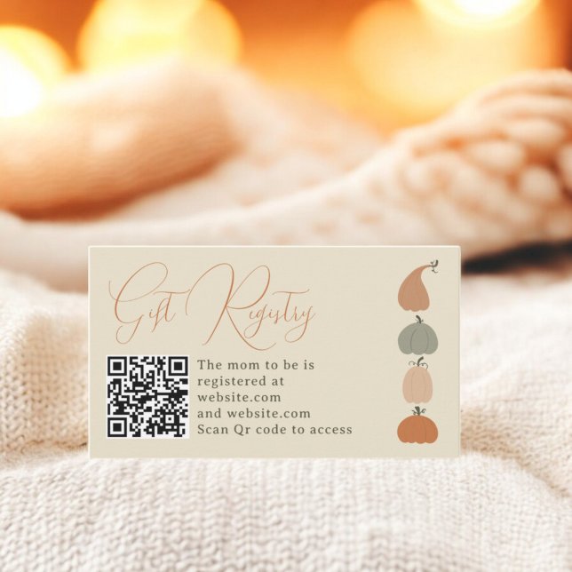 Rustic Cute Fall Pumpkin Baby Shower Gift Registry Enclosure Card (Rustic Cute Fall Pumpkin Baby Shower Gift Registry Enclosure Card)