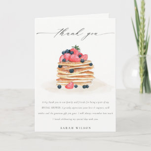 Rustic Cute Fruit Pancake Watercolor Bridal Shower Thank You Card