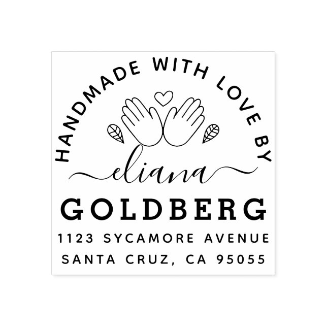 Rustic Cute Handmade With Love Arts & Crafts Label Rubber Stamp (Imprint)