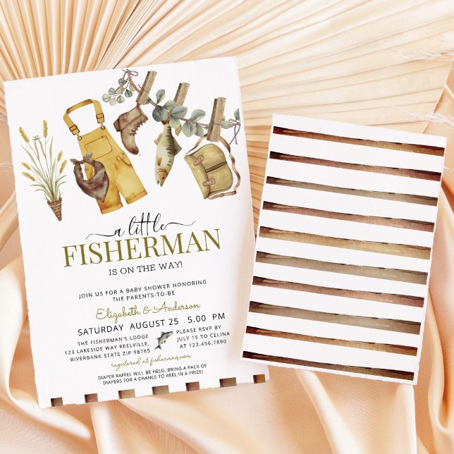 Rustic Cute Little Fisherman Baby Shower  Invitation (Creator Uploaded)