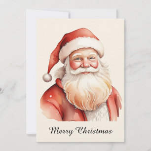Rustic Cute Retro Classic Santa Claus Holiday Card