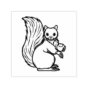 Rustic Cute Squirrel with Nut Image Only No Text Self-inking Stamp