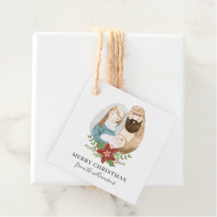 Rustic Cute Watercolor Nativity Christmas   Name Favour Tags