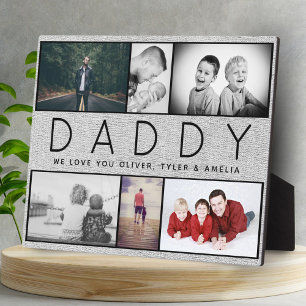 Rustic Daddy Father`s day Custom 6 Photo Collage Plaque