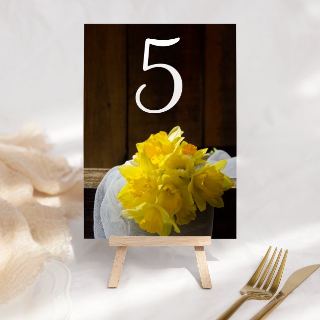 Rustic Daffodils and Barn Wood Country Wedding Table Number (Creator Uploaded)