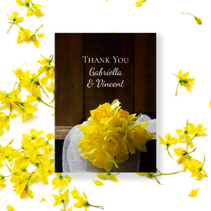 Rustic Daffodils and Barn Wood Wedding Thank You Card