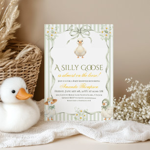 Rustic Daidy Green Neutral Silly Goose Baby Shower Invitation