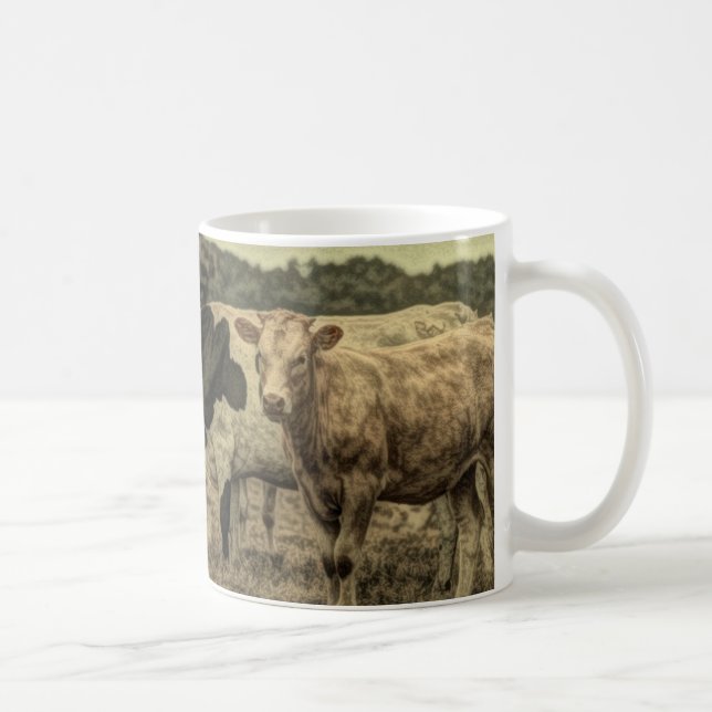 Rustic Dairy Farm Animal Brown Swiss Cow Coffee Mug (Right)