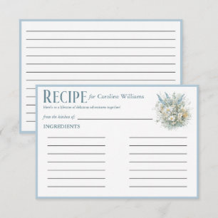 Rustic Daisies & Blue Floral Bridal Shower Recipe Enclosure Card