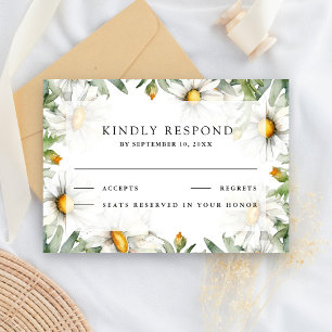 Rustic Daisies Floral Wedding RSVP Card