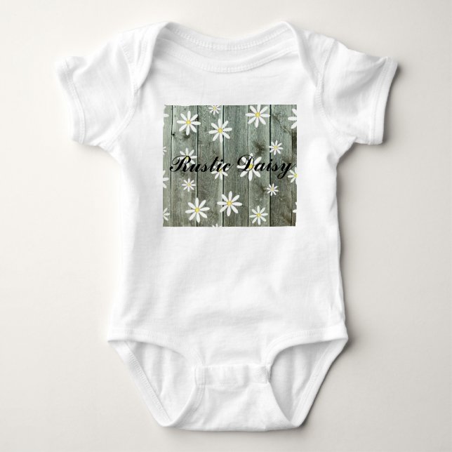 Rustic Daisy Barn board Baby Bodysuit (Front)