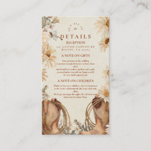Rustic Daisy Cowgirl Boots Wedding Enclosure Card