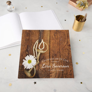 Rustic Daisy Horse Bit Celebration of Life Guest Book