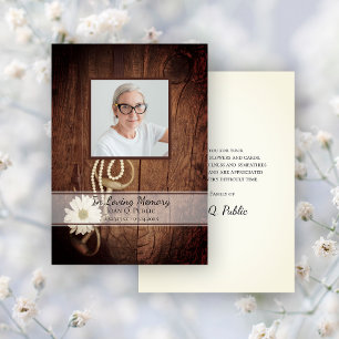 Rustic Daisy Horse Bit Funeral Memorial Sympathy Thank You Card