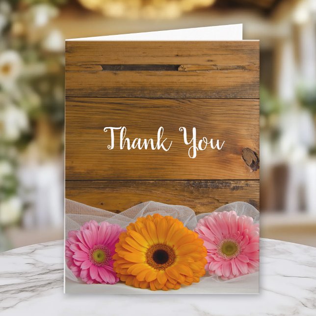 Rustic Daisy Trio Country Barn Wedding Thank You (Creator Uploaded)