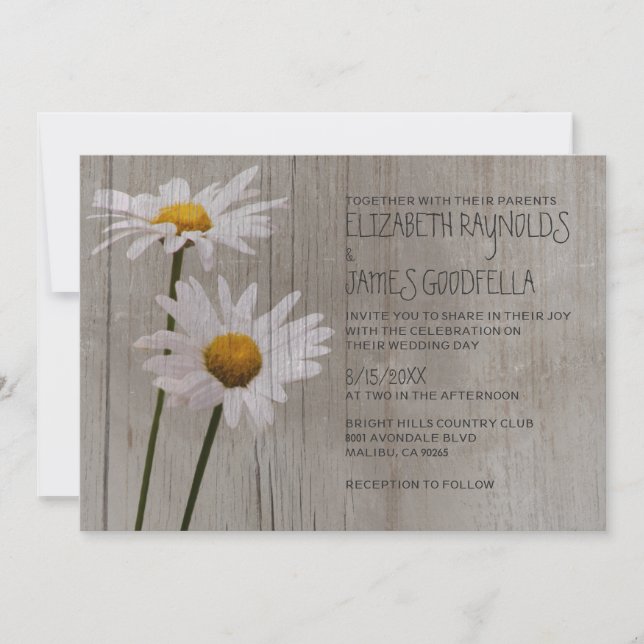 Rustic Daisy Wedding Invitations (Front)