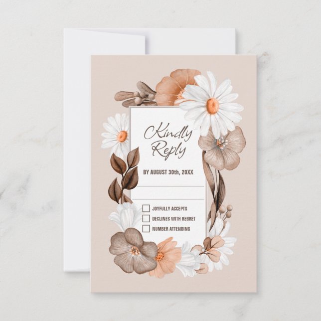 Rustic Daisy Wedding RSVP (Front)