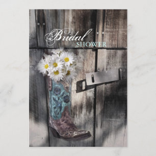 rustic daisy western country cowboy bridal shower invitation