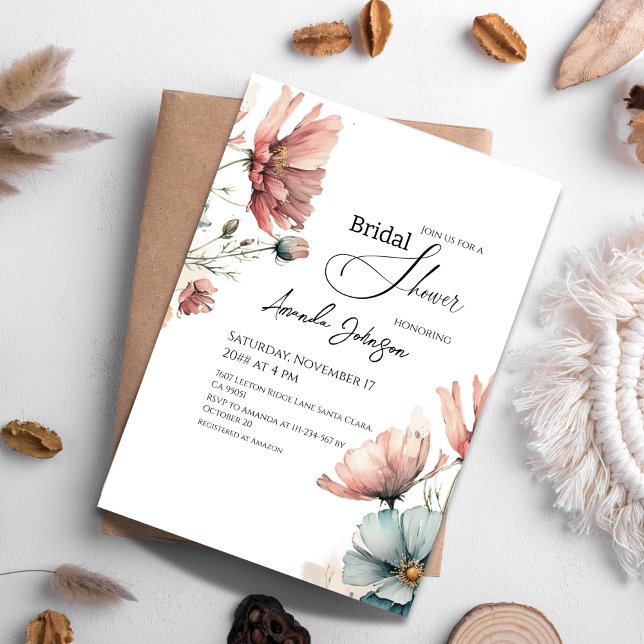 Rustic Daisy Wildflower Floral Bridal Shower Invitation (Creator Uploaded)