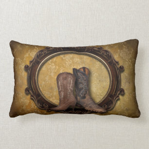 rustic damask Western Cowboy wedding Lumbar Cushion