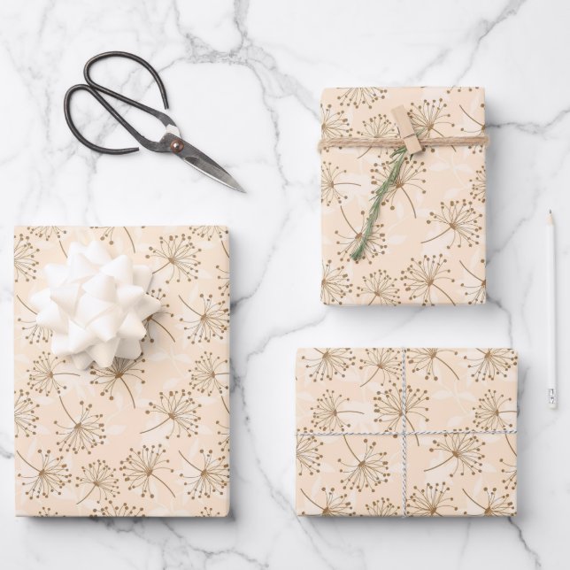 Rustic Dandelion Flower Vintage Pattern Wrapping Paper Sheet (Front)