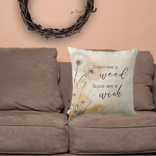 Rustic Dandelion Wish Quote Cushion