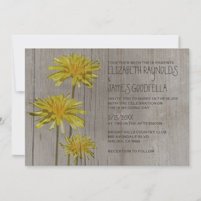 Rustic Dandelions Wedding Invitations (Front)
