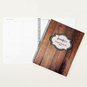 Rustic dark barn wood monogrammed professional planner