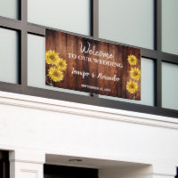 Rustic dark barn wood sunflower Welcome wedding