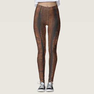 Rustic dark brown old wood leggings