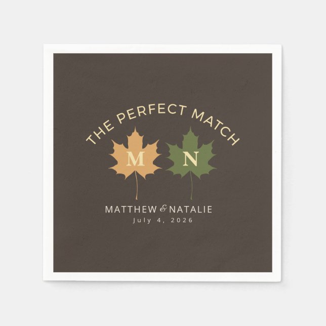 Rustic Dark Brown Olive Green Fall Perfect Match Napkin (Front)