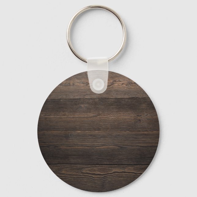 Rustic Dark brown WOOD LOOK texture Key Ring (Front)