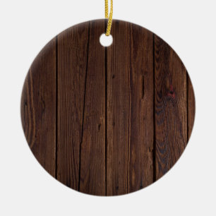 Rustic Dark Brown Wood Wooden Fence Country Style Ceramic Ornament