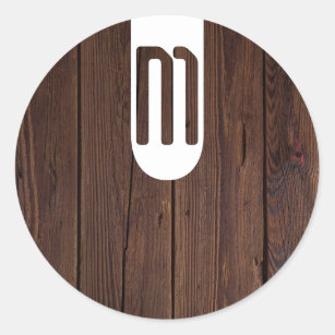 Rustic Dark Brown Wood Wooden Fence Country Style Classic Round Sticker
