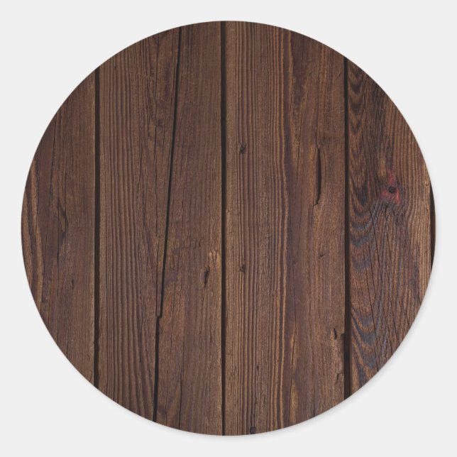 Rustic Dark Brown Wood Wooden Fence Country Style Classic Round Sticker (Front)