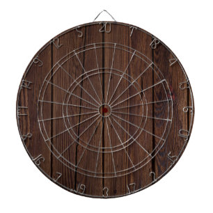 Rustic Dark Brown Wood Wooden Fence Country Style Dartboard