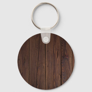 Rustic Dark Brown Wood Wooden Fence Country Style Key Ring