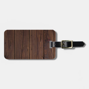 Rustic Dark Brown Wood Wooden Fence Country Style Luggage Tag
