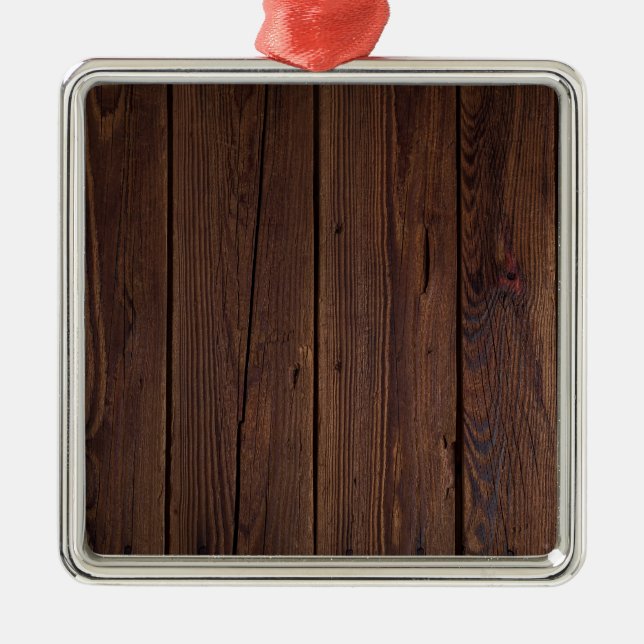 Rustic Dark Brown Wood Wooden Fence Country Style Metal Ornament (Front)