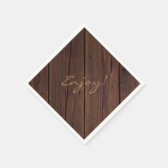 Rustic Dark Brown Wood Wooden Fence Country Style Napkin (Corner)