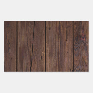 Rustic Dark Brown Wood Wooden Fence Country Style Rectangular Sticker