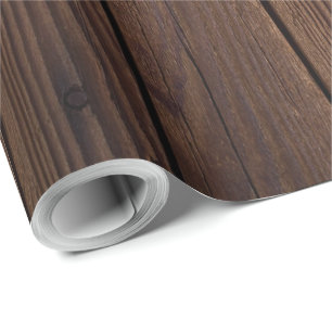 Rustic Dark Brown Wood Wooden Fence Country Style Wrapping Paper