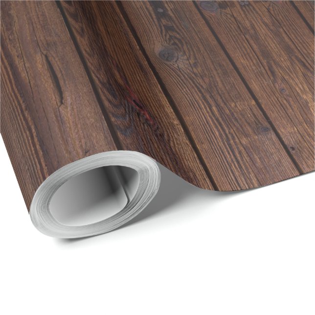 Rustic Dark Brown Wood Wooden Fence Country Style Wrapping Paper (Roll Corner)
