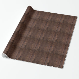 Rustic Dark Brown Wood Wooden Fence Country Style Wrapping Paper
