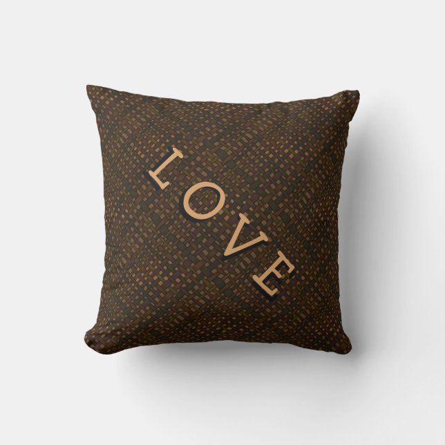 Rustic Dark Burlap Golden Glow Love Cushion (Front)