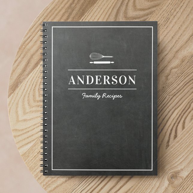 Rustic Dark Gray Family Name Recipe Notebook (Creator Uploaded)