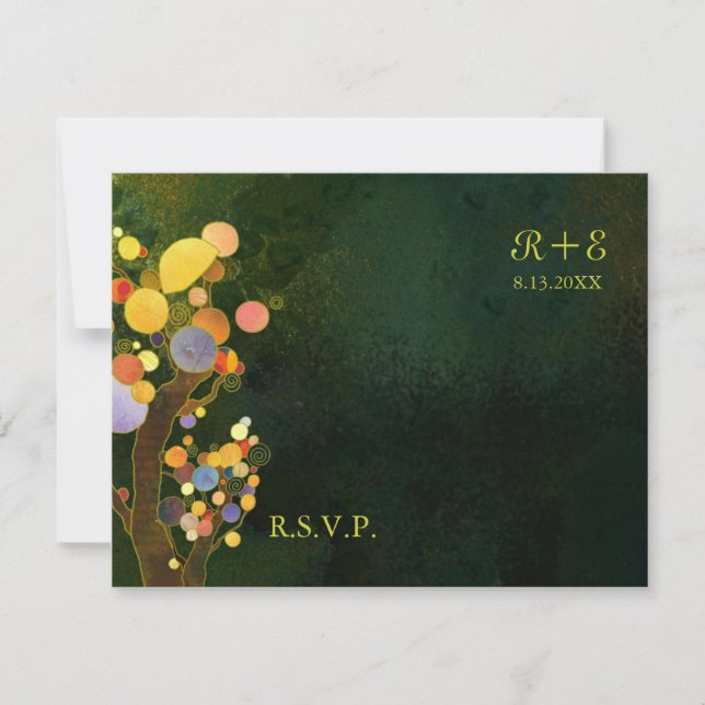 Rustic Dark Green Wedding RSVP (Front)