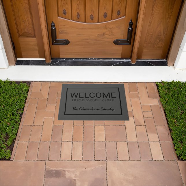 Rustic dark grey Welcome home sweet family Doormat (Outdoor)