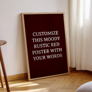 Rustic Dark Red Custom Wedding Poster Christmas